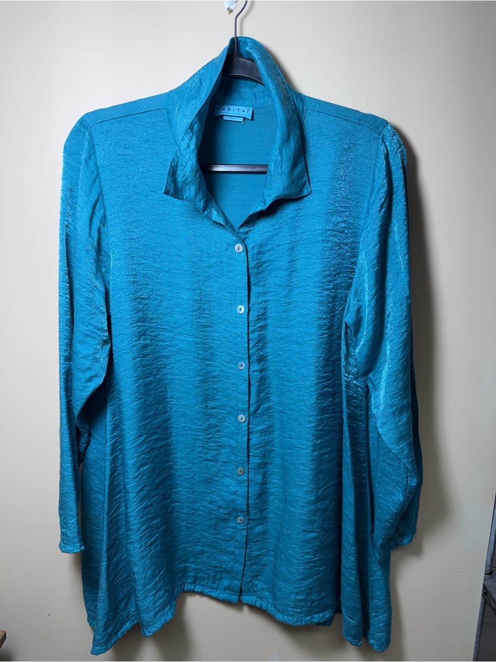 Habitat Turquoise Textured Button Front Tunic Top Size M